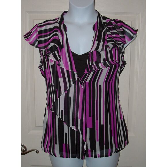 Colorful Sz Large Casual or Dress Belt, Cami & Button Up Ruffled Shirt 3 pc Set - Picture 1 of 6